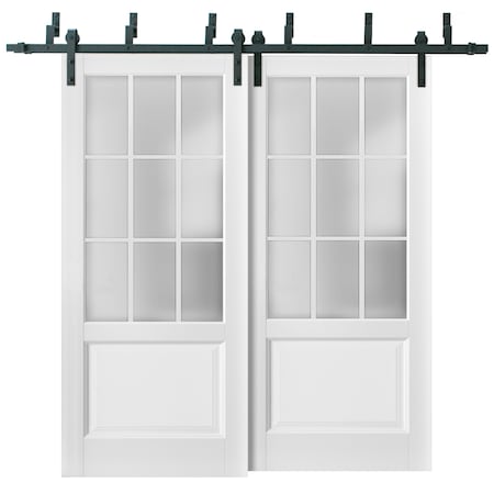 Sartodoors Barn Bypass Interior Door, 72" x 96", White FELICIA3309BBB-BEM-7296